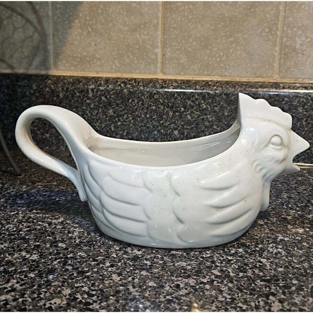 Vintage Godinger Rooster Gravy Boat ~ Country Farmhouse Kitchen Decor